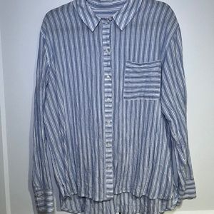 Button down blue & white boyfriend blouse